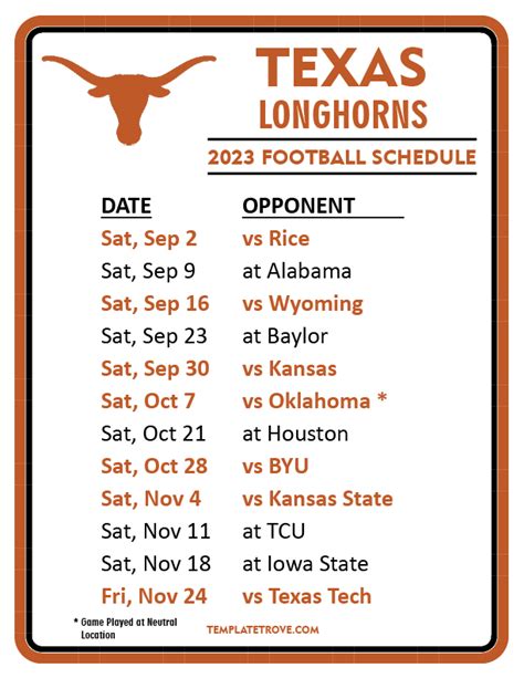 2015 texas longhorns football schedule